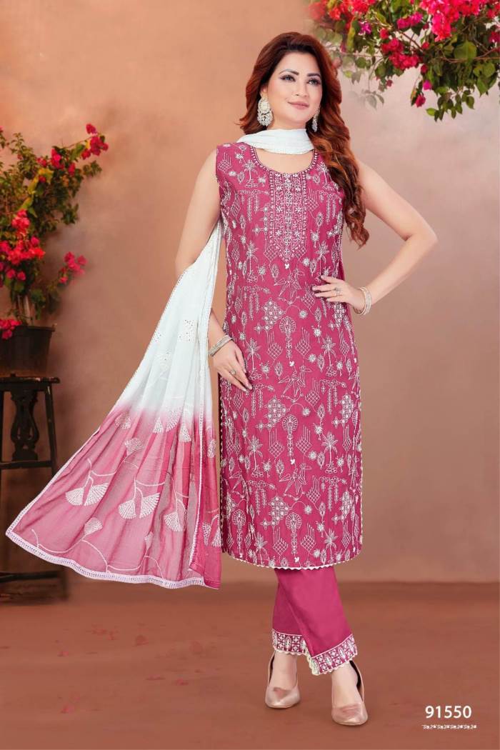 Gajari Color Party Wear Designer Pent Suit