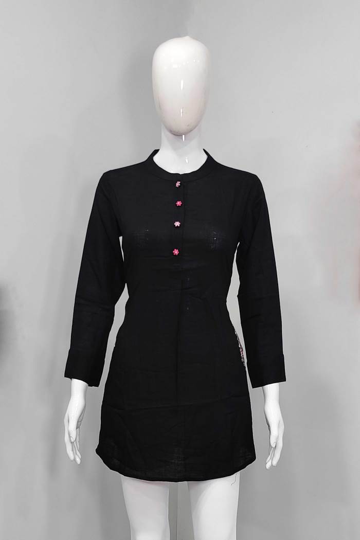 Boat Neck Embroidered Work Short Kurti Top, Western Wear, Tops Free  Delivery India.