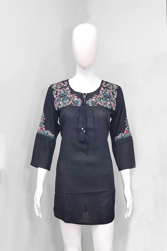 Black Color Casual Wear Short Kurti