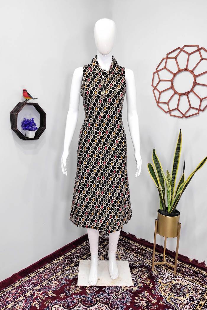 Black Color Casual Wear Designer Gown Kurti