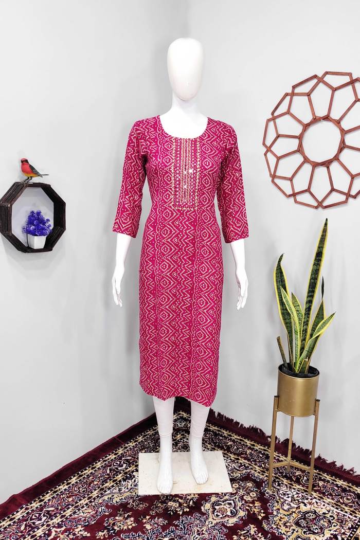 Rani Color Casual Wear Designer Straight Kurti