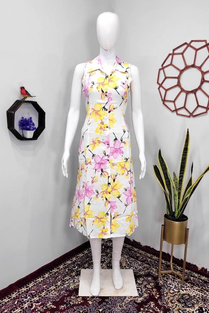 Yellow Color Casual Wear Designer Gown Kurti