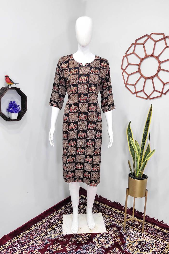 Black Color Casual Wear Designer Straight Kurti