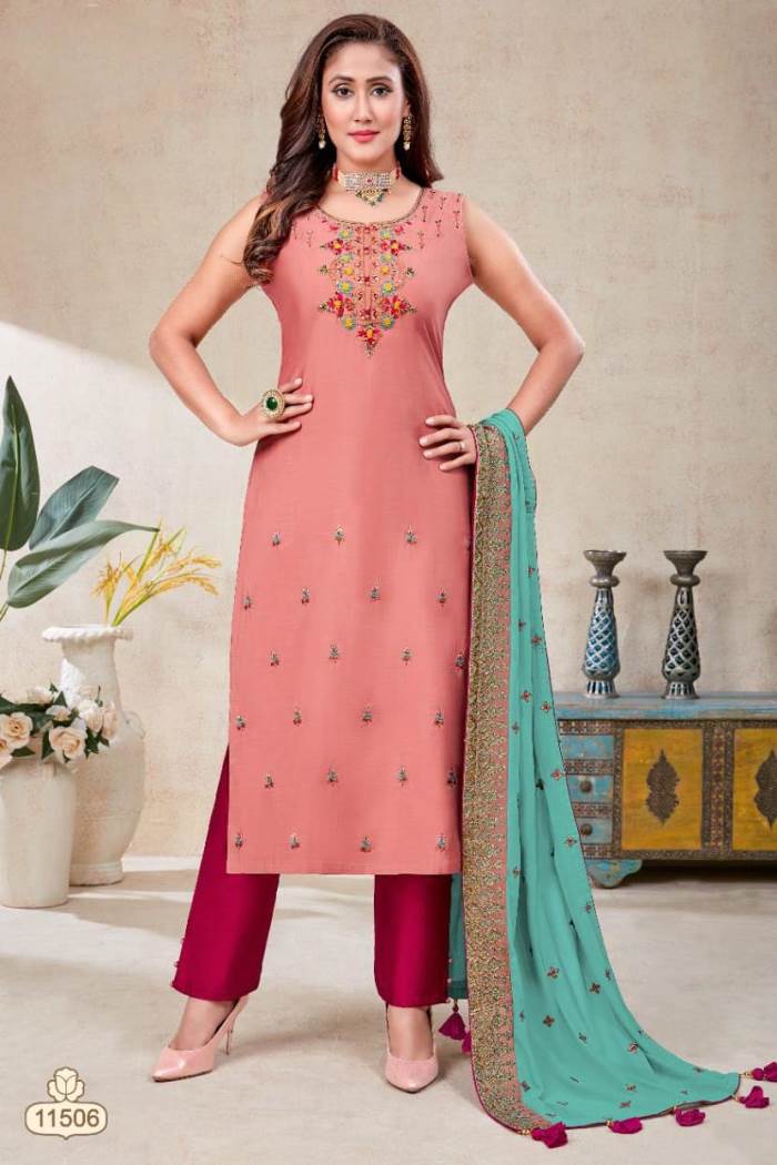 Pink Color Party Wear Designer Straight Long