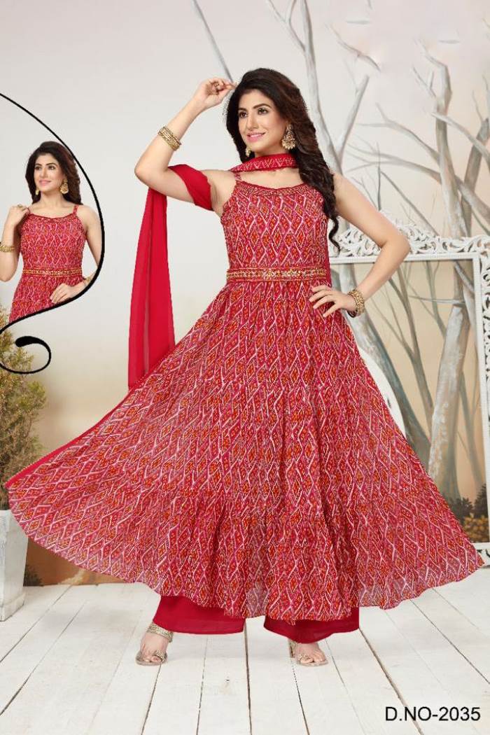 Rani Color Party Wear Indo Western Plazo Suit With Belt