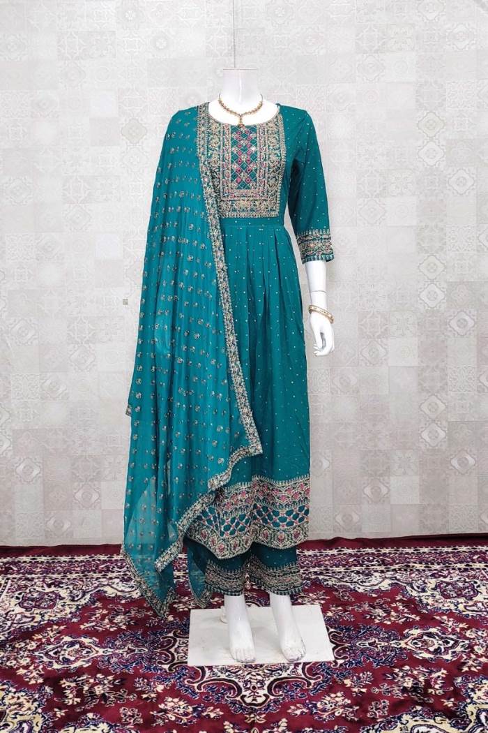 Rama Color Party Wear Designer Kurti-Set