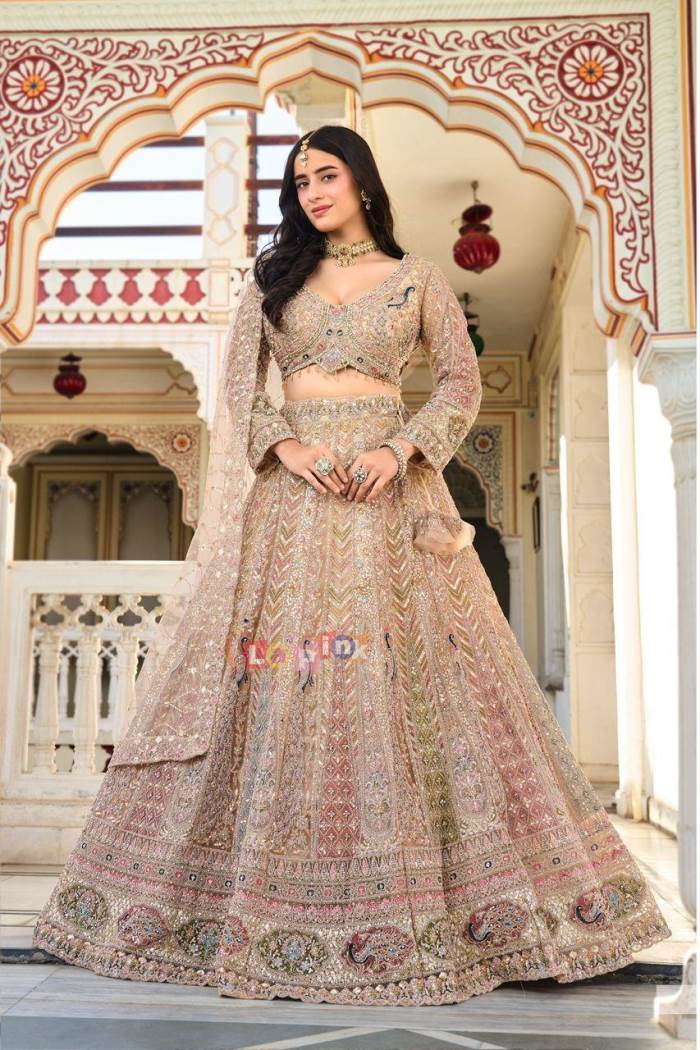 Beige Color Party Wear Designer Lehenga Choli
