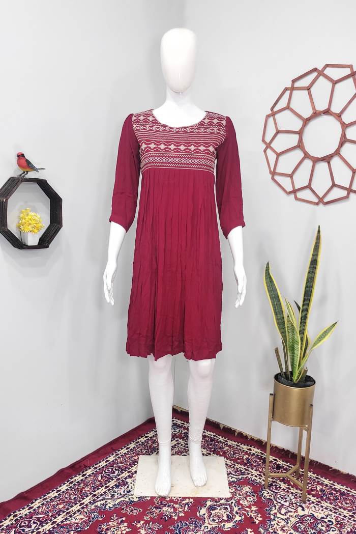 Maroon Color Casual Wear Short Kurti 