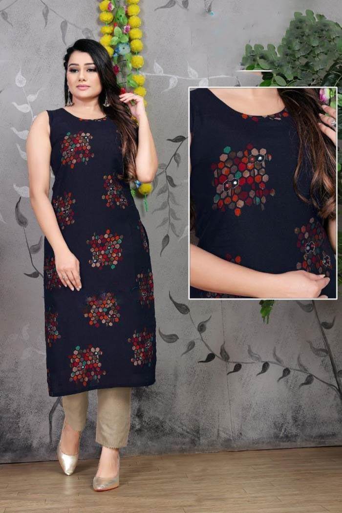 Black Color Casual Wear straight Kurti