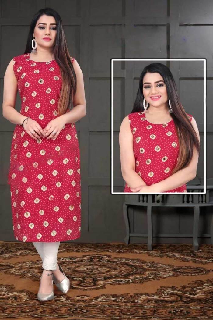 Pink Color Casual Wear Straight Kurti