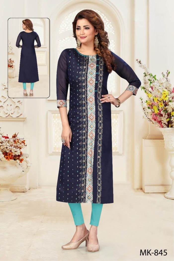 Blue Color Casual Wear Designer Straight kurti