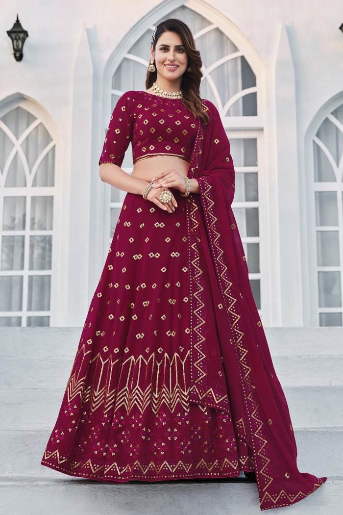 Rani Color Wedding Collection Designer Semi-Stich Lehenga Choli