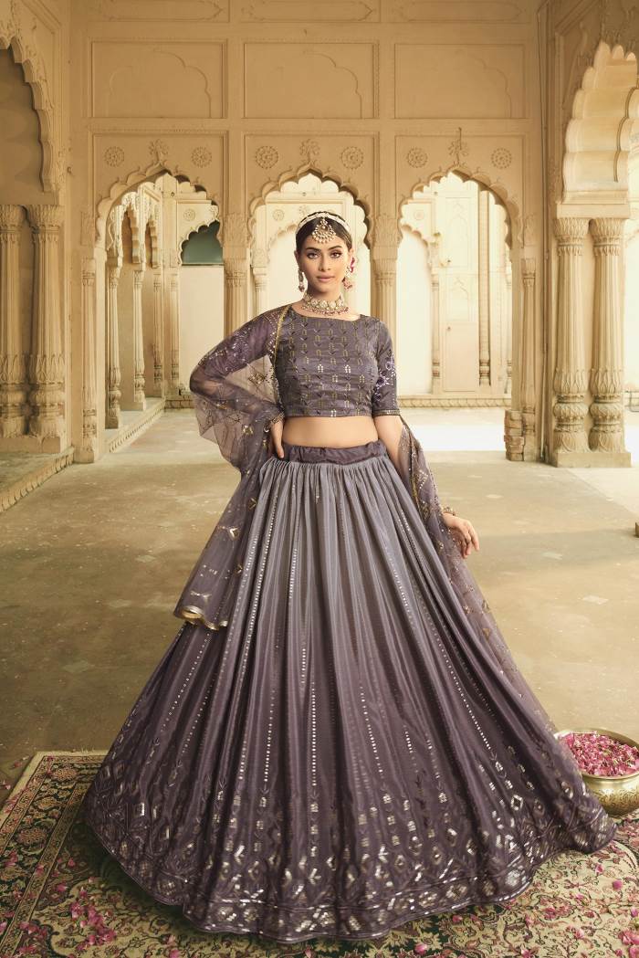 Dusty color Wedding Wear Designer Semi-Stitched Lehenga Choli