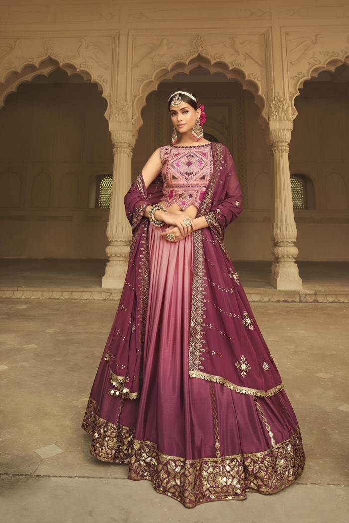 Pink Megenta Color Wedding Wear Designer Semi-Stitched Lehenga Choli