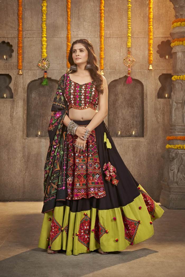 Blue Color Navratri Collection Designer Semi-Stich Lehenga Choli