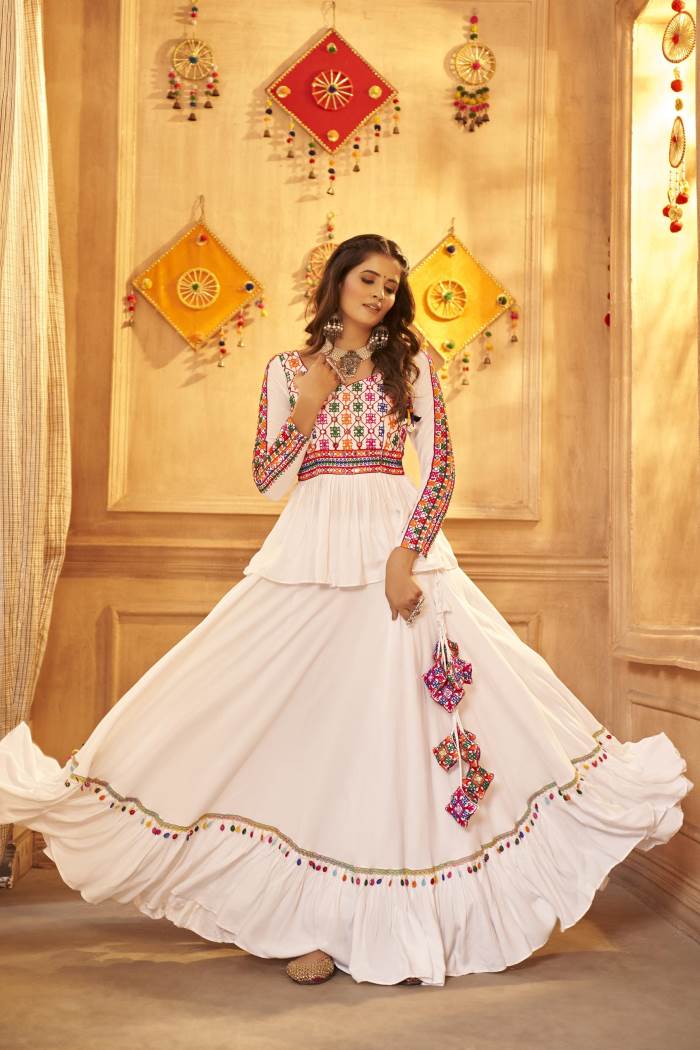 White Color Navratri Collection Designer Lehenga Choli