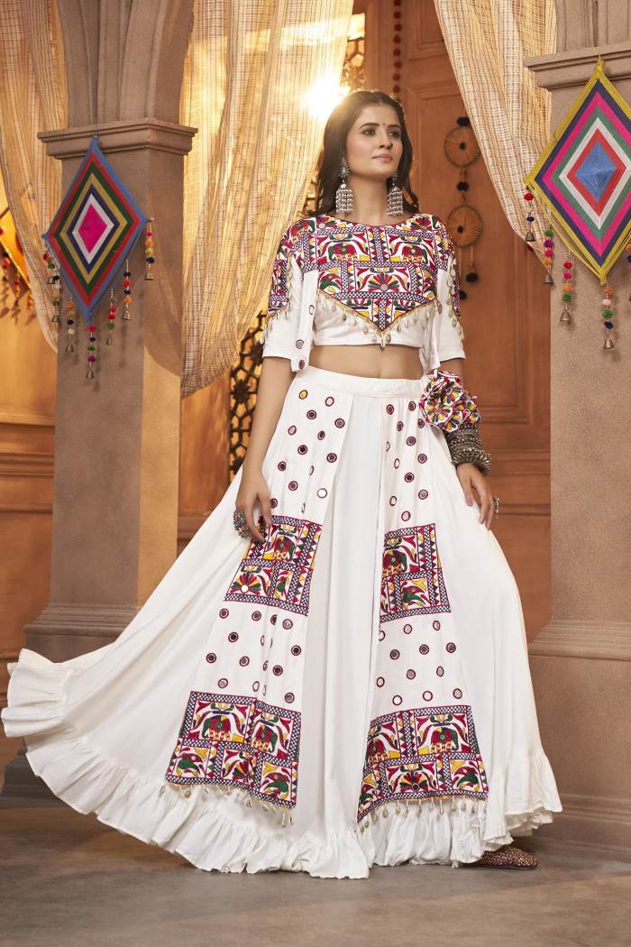White Color Navratri Collection Designer Lehenga Choli With Koti 