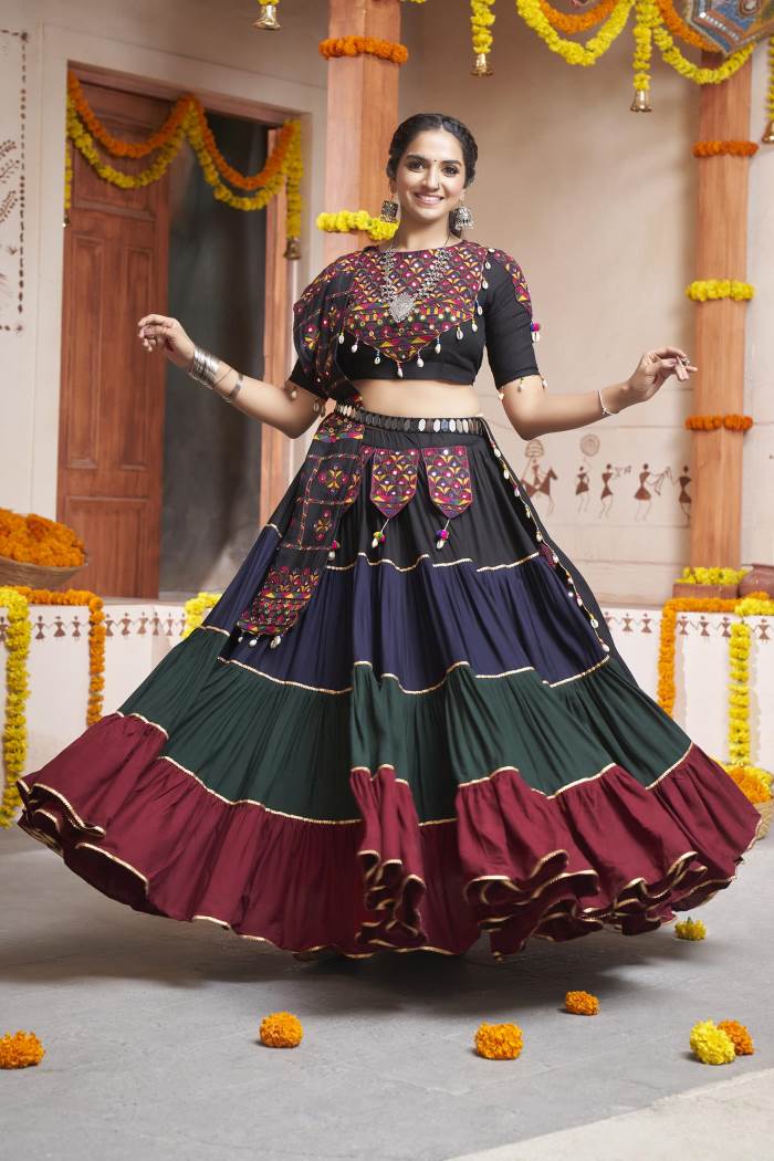 Multi Color Navratri Collection Designer Lehenga Choli With Belt
