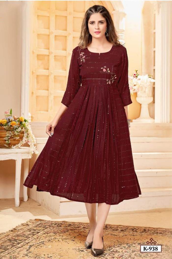 Maroon Color Casual Wear Gown Kurti