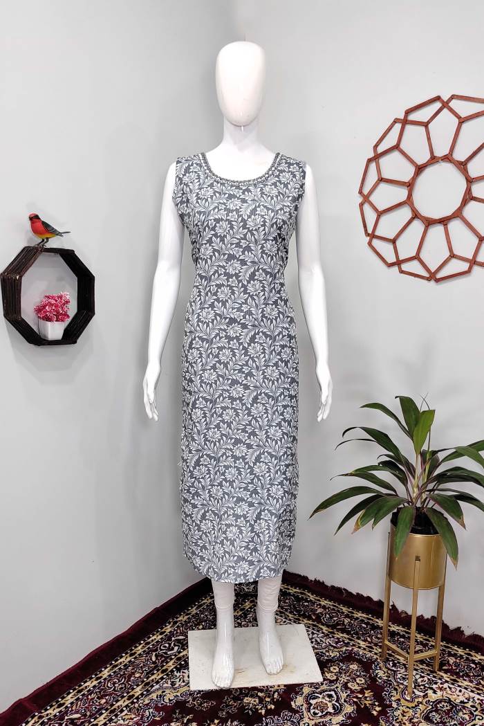 Grey Color Casual Wear Straight Kurti