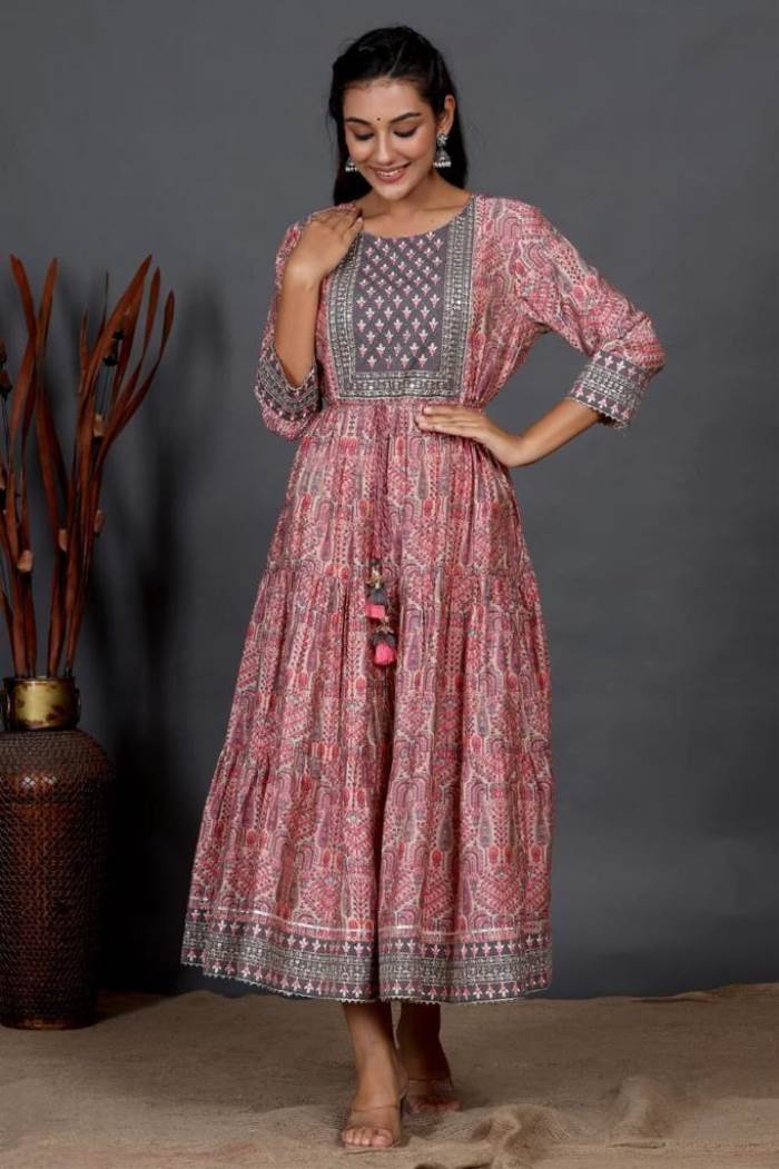 Pink Color Casual Wear Gown Kurti