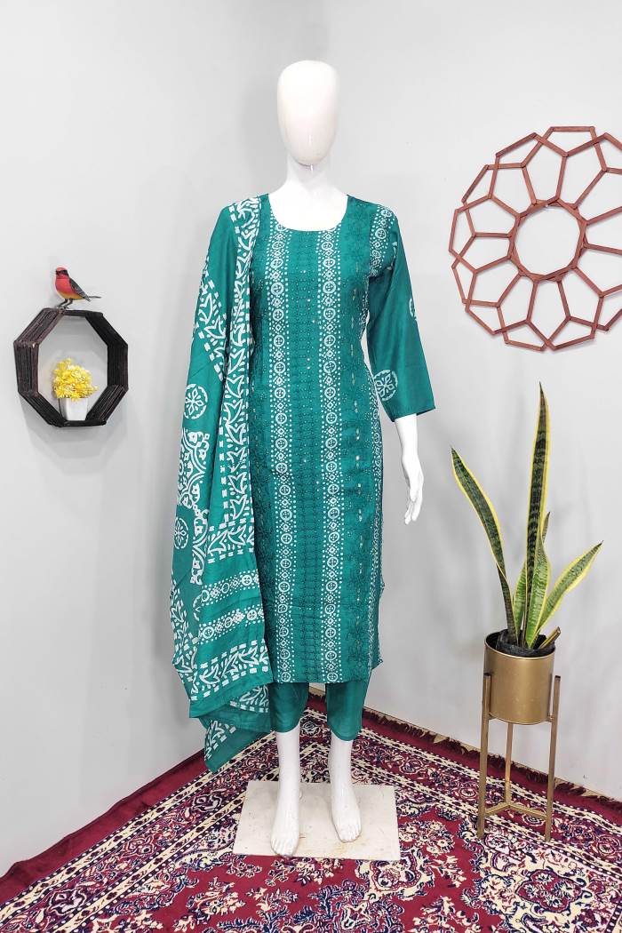 Rama Color Casual Wear Designer Kurti Set