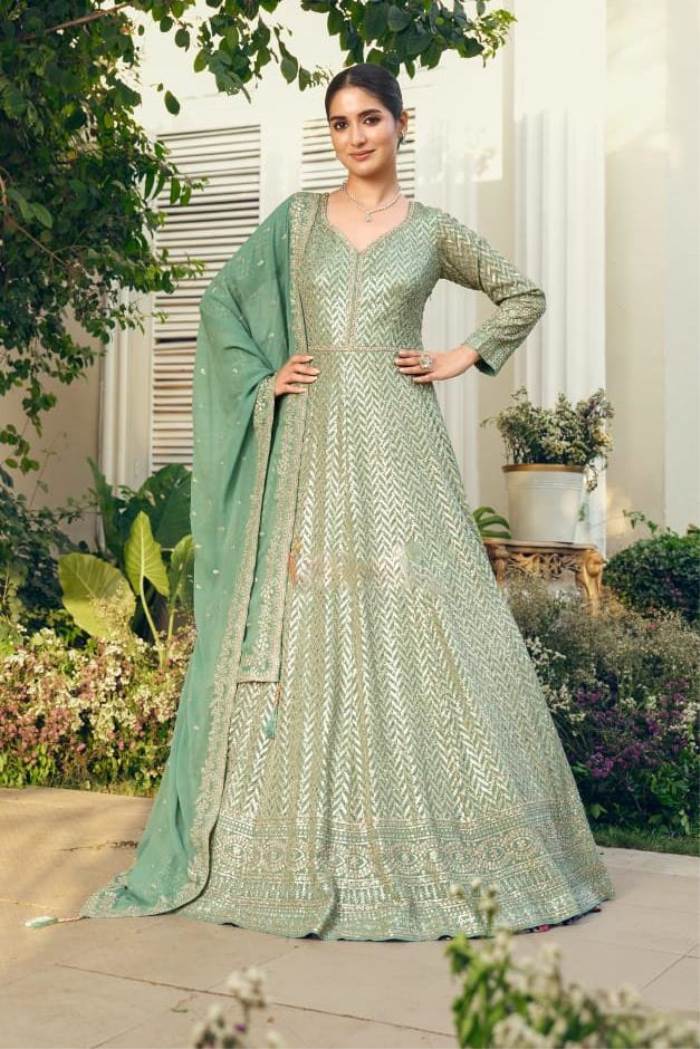 Pista Color Party Wear Designer Gown