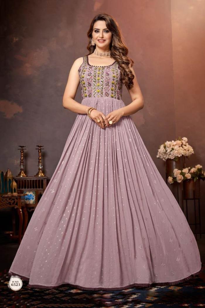 Lavender Color Party Wear Designer Gown