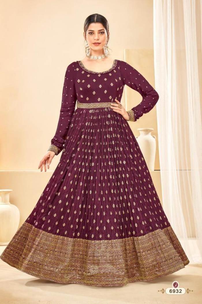 Maroon Color Party Wear Designer Gown