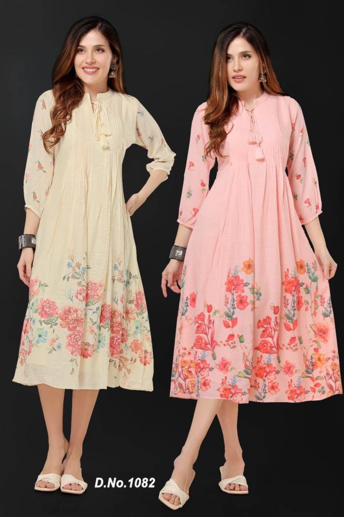 Cream Color Party Wear Designer Gown Kurti