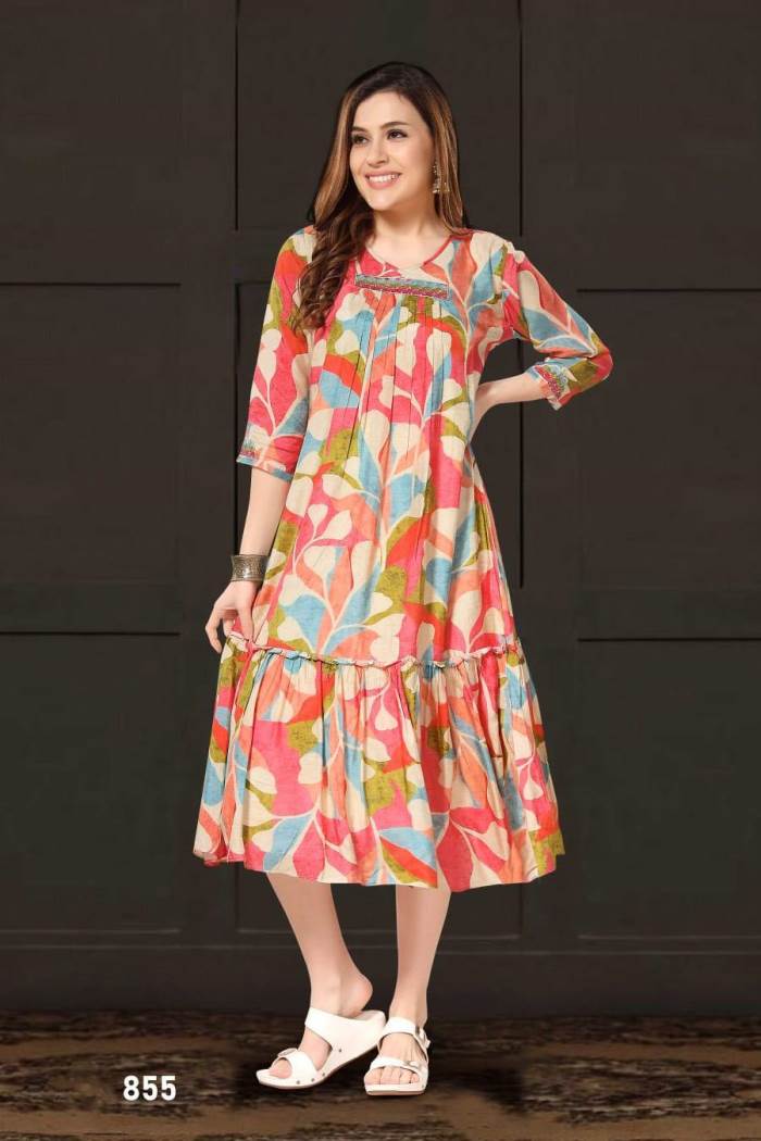 Pink Color Casual Wear Designer Gown Kurti