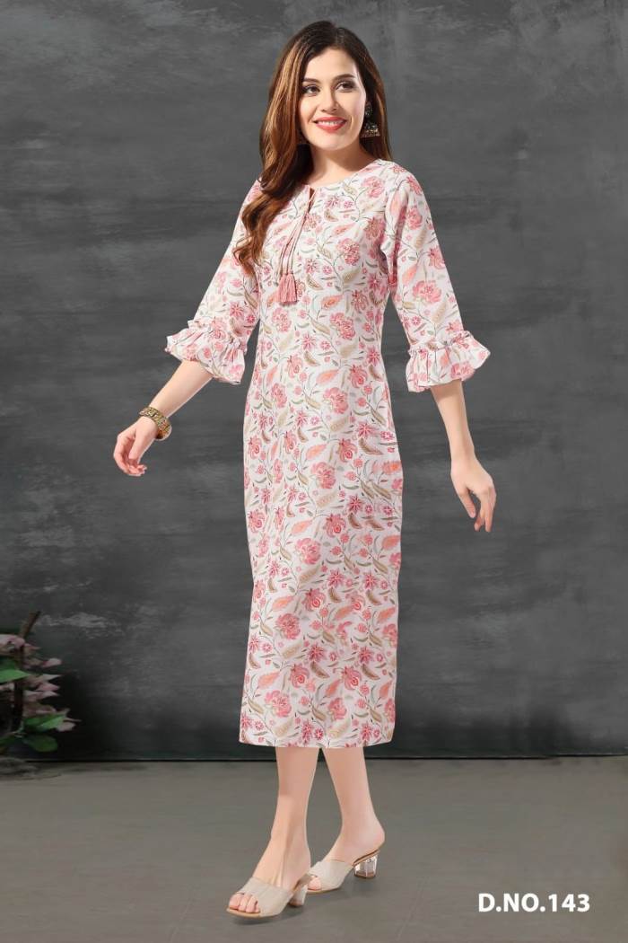 Pink Color Casual Wear Straight Kurti