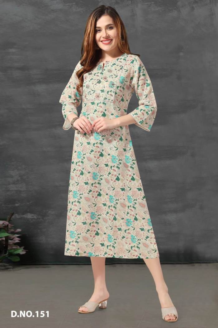 Green Color Casual Wear Straight Kurti