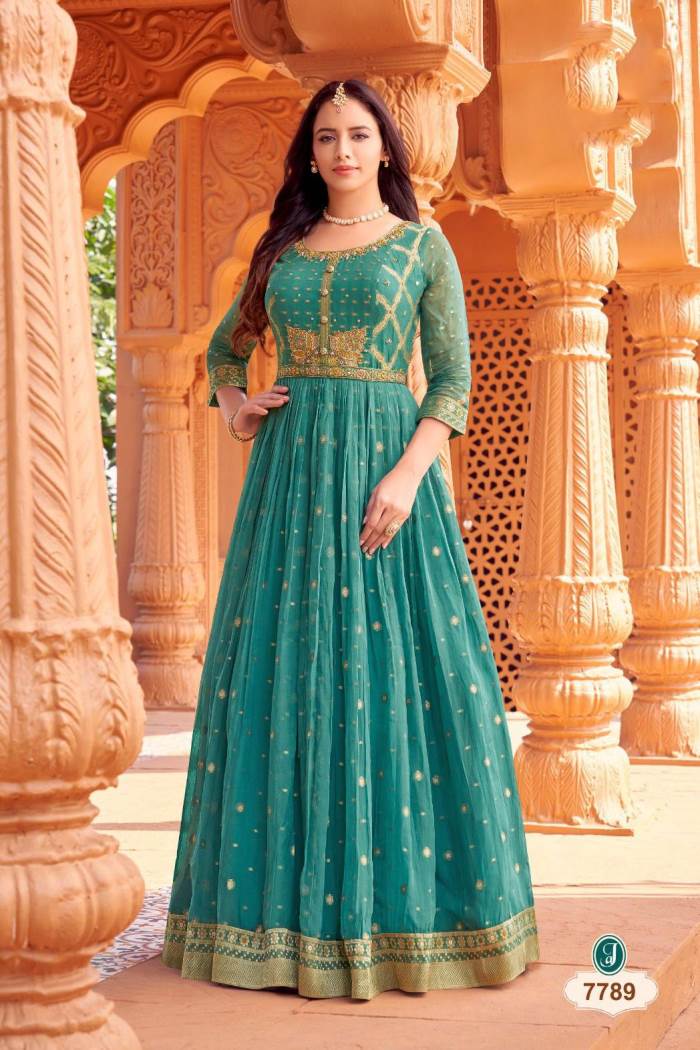 Sky Blue Color Party Wear Designer Gown