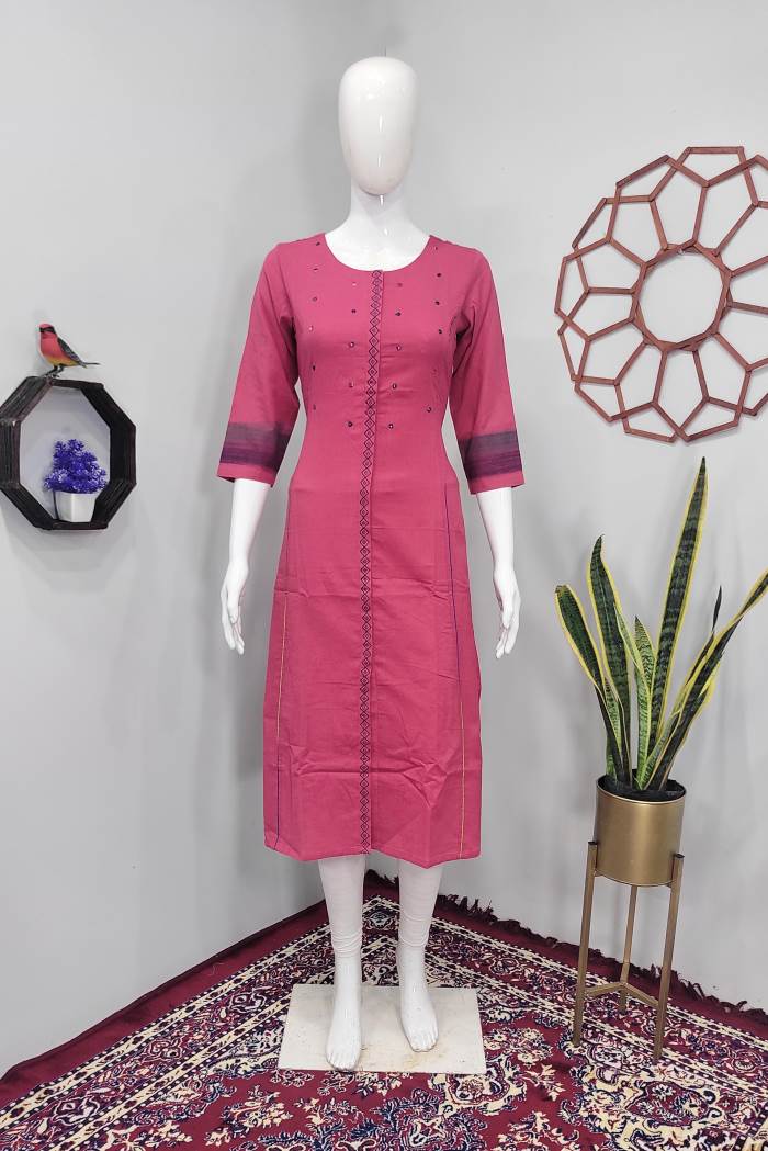 Pink Color Casual Wear Designer Kurti Set