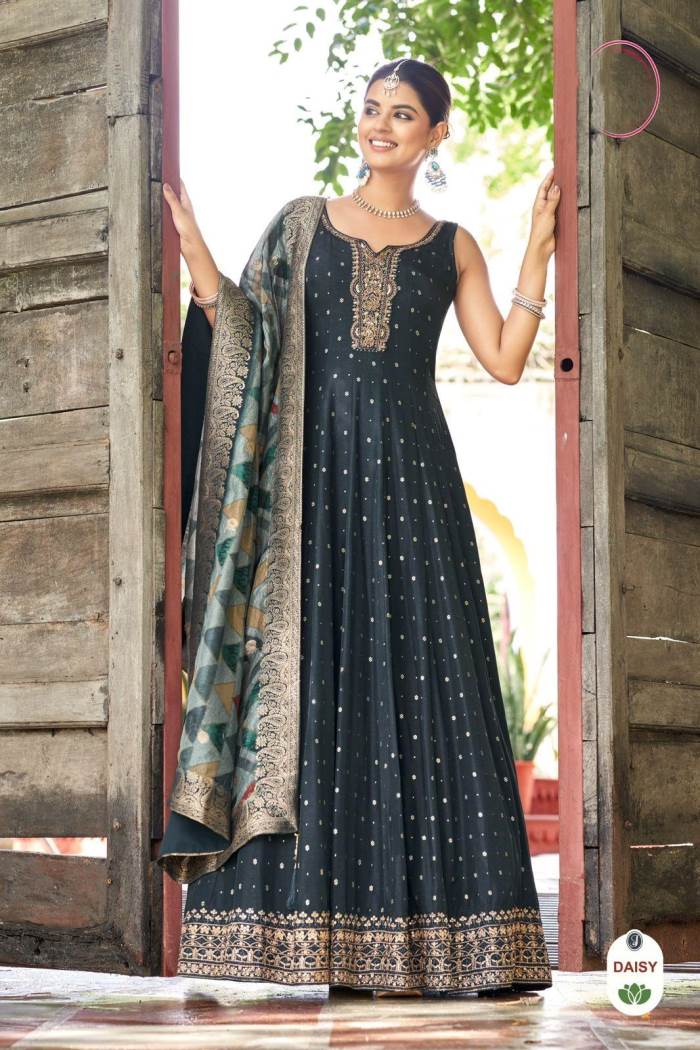 Navy Blue Color Party Wear Designer Gown
