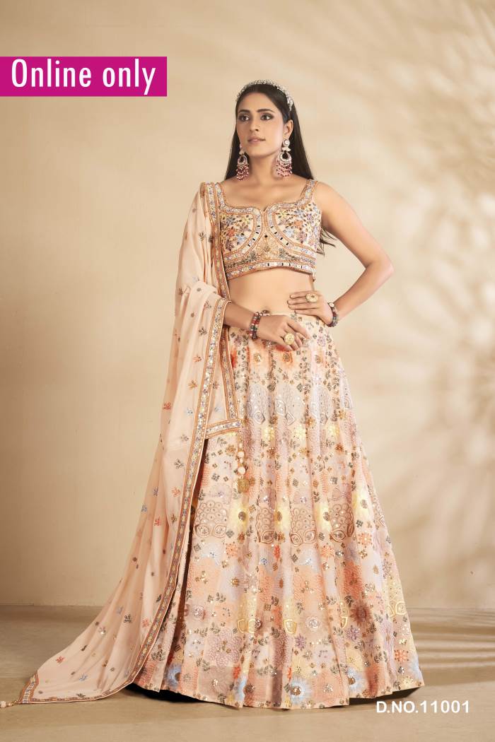 Peach Color Wedding Collection Stiched Lehenga Choli