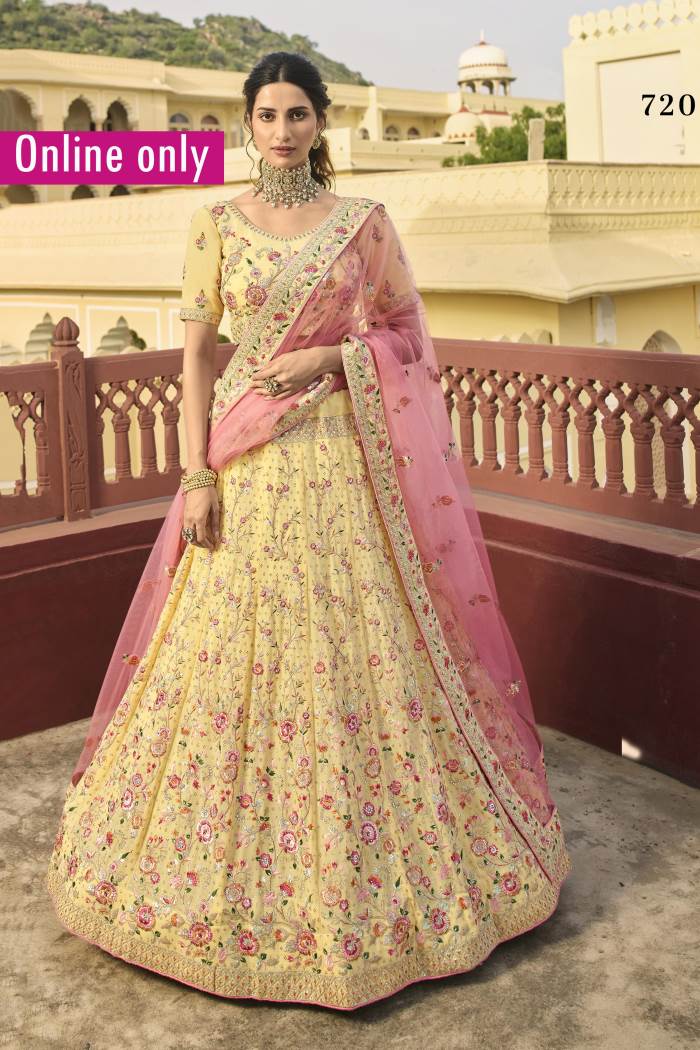 Yellow Color Wedding Collection Semi-Stiched Lehenga Choli With Dupatta