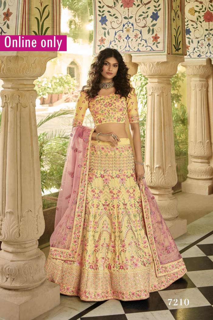 Yellow Color Wedding Collection Semi-Stiched Lehenga Choli With Dupatta