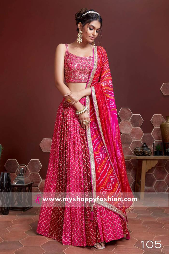 Pink Color Wedding Collection lehenga With Bandhni Dupatta