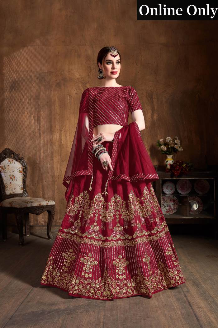 Red Color Designer Semi-Stitched Lehenga Choli With Dupatta Red Color Designer Semi-Stitched Lehenga Choli With Dupatta