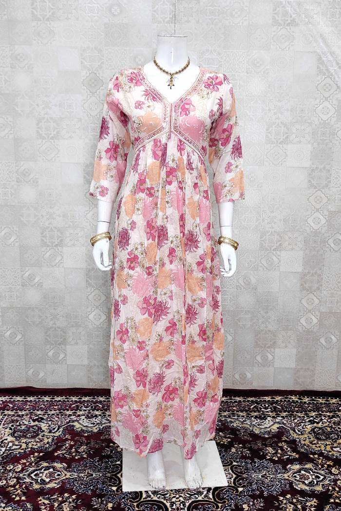 Pink Color Casual Wear Designer Gown Kurti