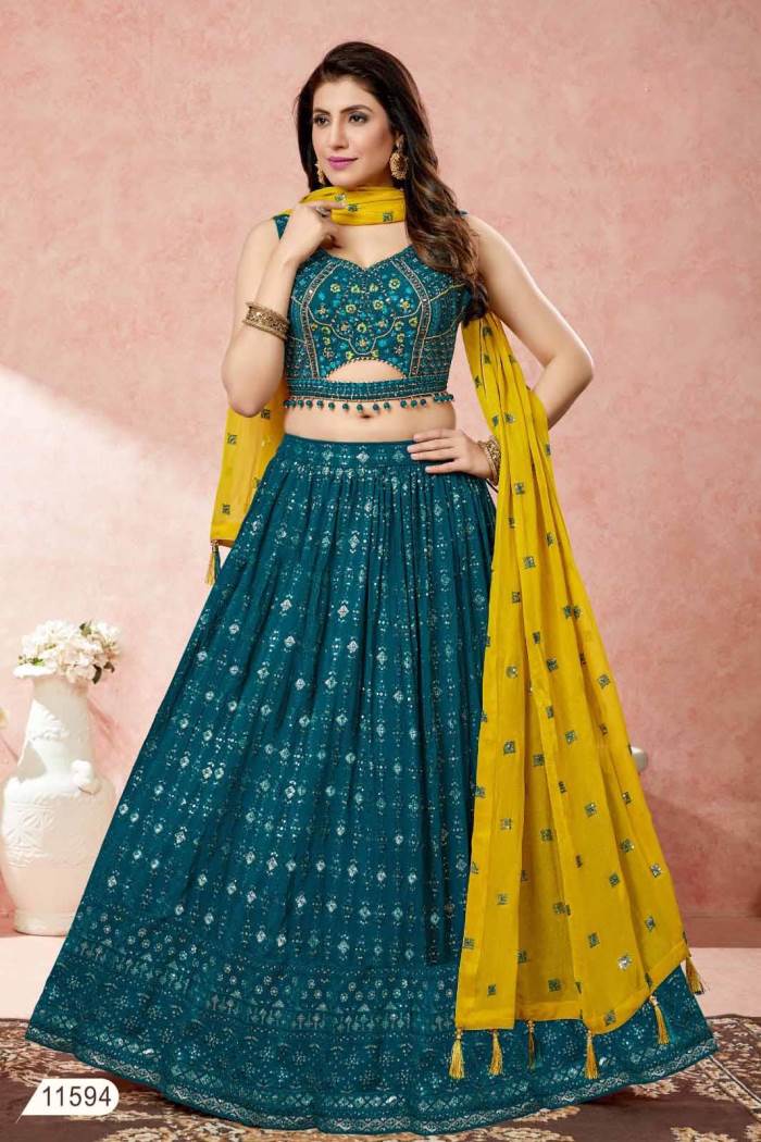 Peacock Blue Color Wedding Collection Designer Lehenga Choli