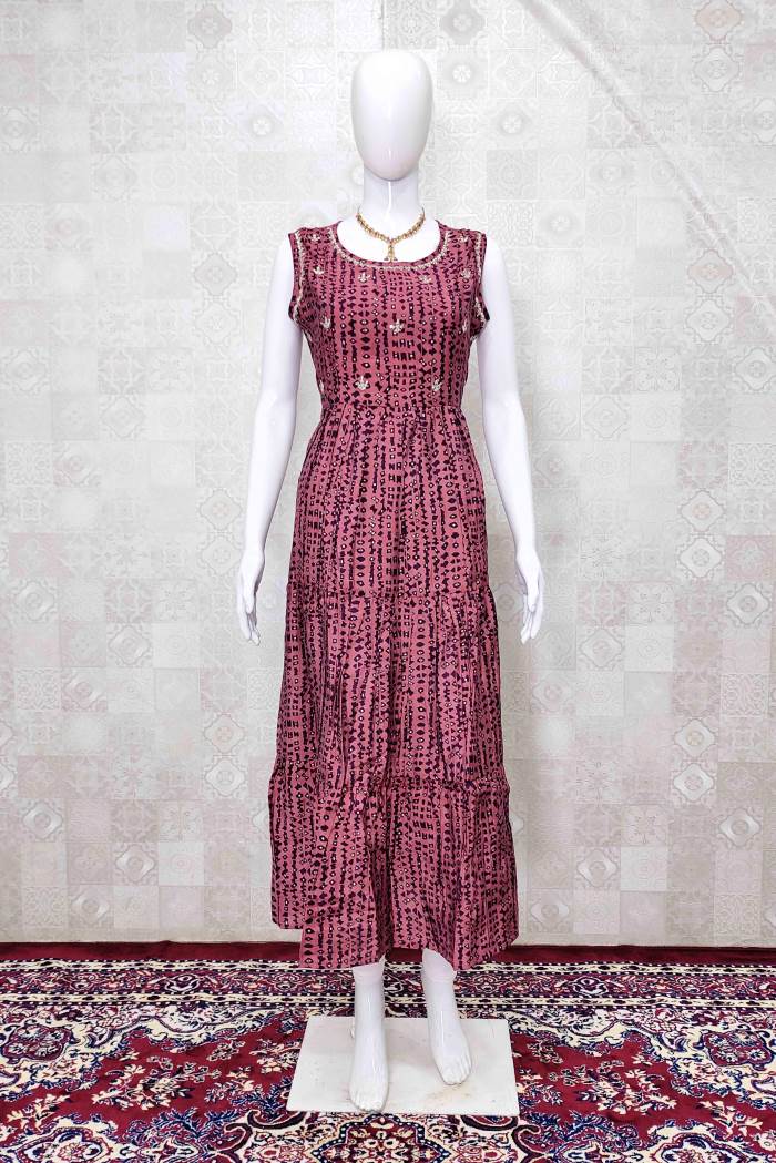 Peach Color Casual Wear Gown Kurti