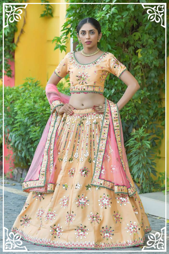 Yellow Color Wedding Collection Designer Semi-Stitched Lehenga Choli With Pink Dupatta Yellow Color Wedding Collection Designer Semi-Stitched Lehenga Choli With Pink Dupatta