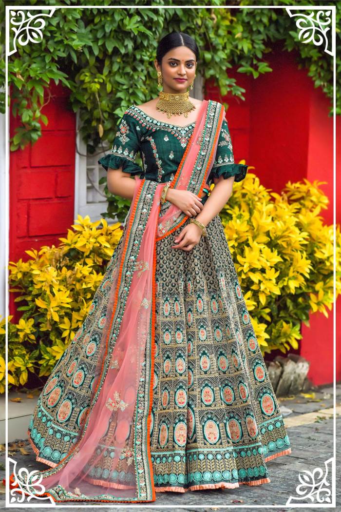 Green Color Designer Semi-Stitched Lehenga Choli With Dupatta Green Color Designer Semi-Stitched Lehenga Choli With Dupatta