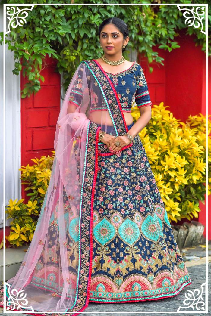 Navy Blue Color Designer Semi-Stitched Lehenga Choli With Dupatta Navy Blue Color Designer Semi-Stitched Lehenga Choli With Dupatta