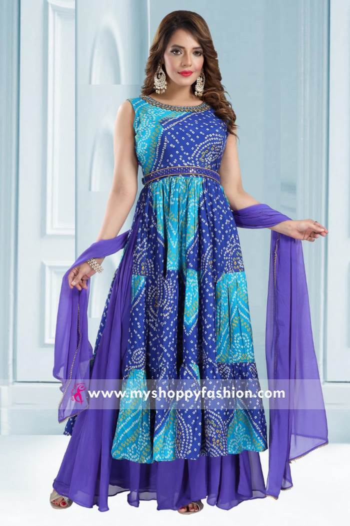 Blue Color Party Wear Indo Western Plazo Suit With Belt