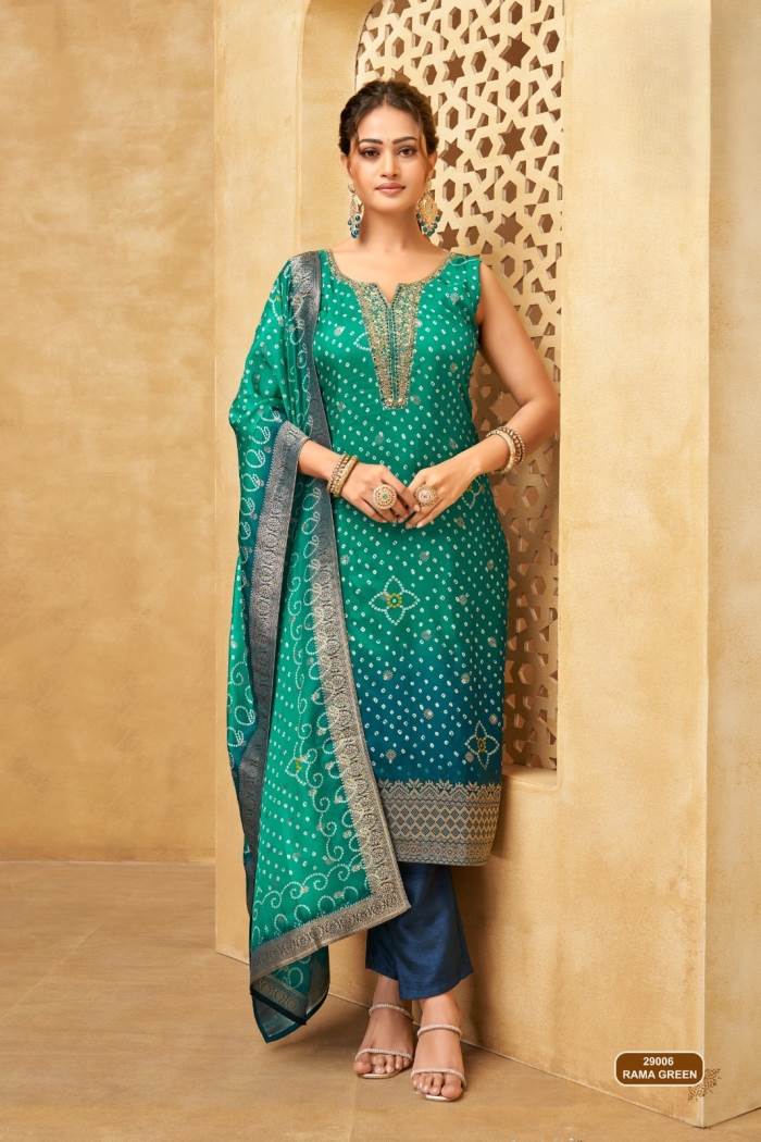 Green Color Traditional Bandhni Dress with Dupatta