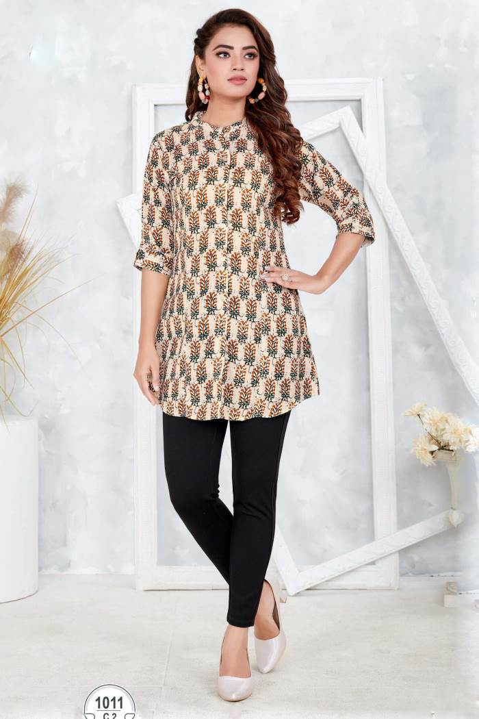 Mustard Color Casual Wear Short Kurti